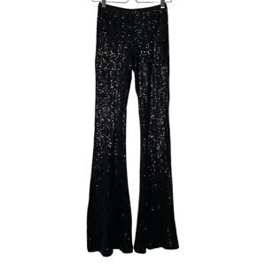 Girl On A Vine Black Sequin Disco Flare Pants XS